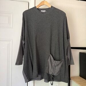 IRIDIUM grey lagenlook boxy batwing Dolman boxy long sleeve crew sweater top